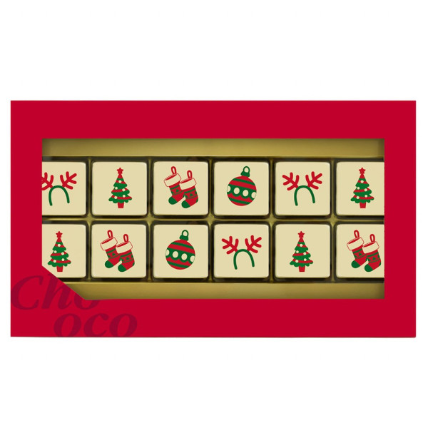 ChocoGiftbox mit 12 Schokoblöckchen 'Weihnachten'