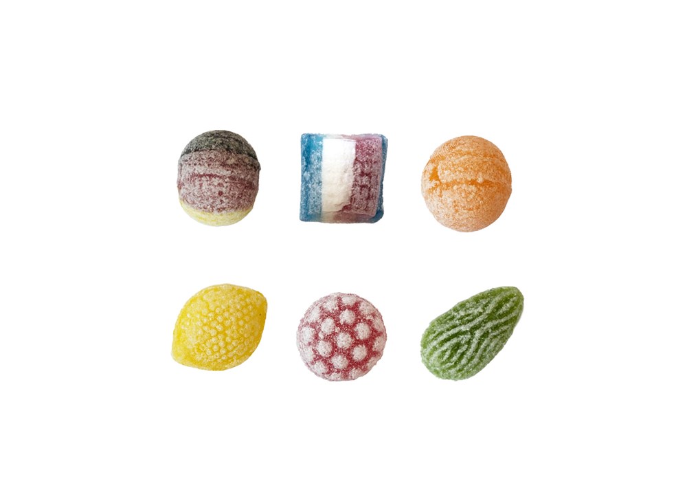Beutelschachtel mit Bonbons 60 g  ,  Inhalt:  Waldmeister