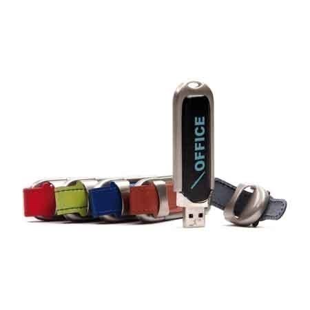 USB-Stick Kunstleder Office-Blau-512 MB
