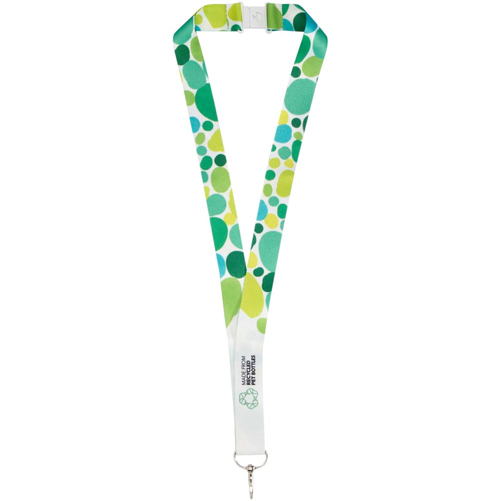 Addie Sublimation Lanyard mit Sicherheitsverschluss aus recyceltem PET Kunststoff - weiss, weiss